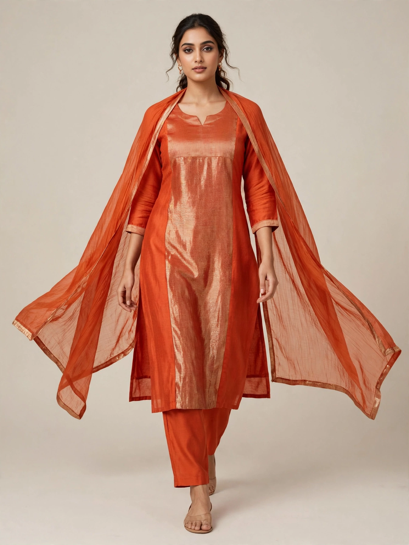 Pure Viscos Mul Chandery Suit with Jari Lining